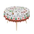 thumbnail image 5 of Duangreer Round Tablecloth, Cartoon Christmas Graffiti Print Waterproof Wrinkle Resistant, Table Cover for Family Party, Dining, Indoor and Outdoor, 60''Round, 5 of 6