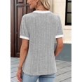 thumbnail image 6 of Women'S Textured Shirts Tops Short Cap Sleeve Shirts Loose Fit Summer Outfits Gray XL, 6 of 7