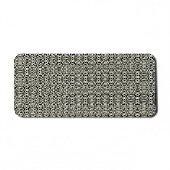 Moroccan Computer Mouse Pad, Classic Continuous Floral Autumnal Floral Geometric Motifs Pattern, Rectangle Non-Slip Rubber Mousepad X-Large, 35" x 15", Eggshell Charcoal Grey, by Ambesonne