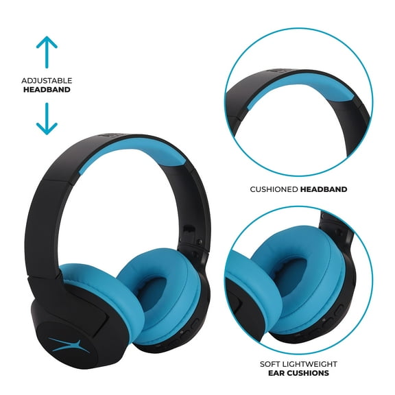 Altec Lansing Kid Safe Noise Cancelling Wireless Headphones 15H Battery, 85dB Volume Limit, Foldable Design Powerful Sound, Active Noise Cancellation Perfect for Kids Ages 7 