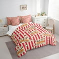 thumbnail image 3 of Feelyou Cartoon Popcorn Child Bedding Comforter Set 7 Pieces, Vintage Film Theater Full Bedding Set, Family Cinema Theme Reversible Fitted Sheet Flat Sheet, Luxury Bedroom Decor, 3 of 7