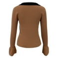 thumbnail image 3 of Vedolay Pullover Sweaters for Women Fall Sweaters Round Neck Striped Cute Winter Pullover Sweaters,Brown L, 3 of 4