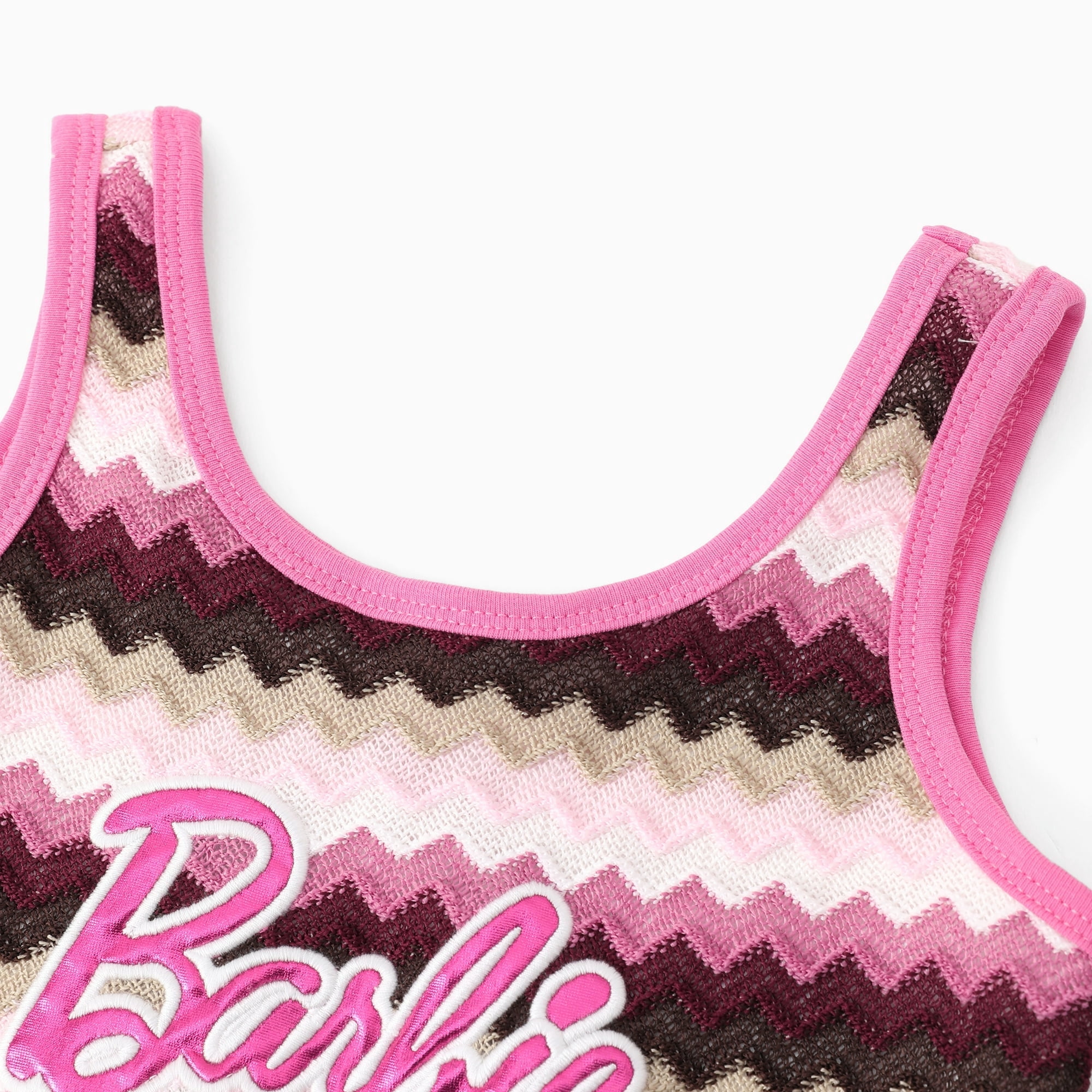 Barbie Girls Dresses Hot Pink Striped Letter Print Sleeveless A Line Sundress Sizes 8-9 Years