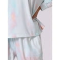 thumbnail image 5 of INSPIRE CHIC Women's Pajamas Set Tie Dye Long Sleeve Round Neck Drawstring Long Pants Pajamas Loungewear L White, 5 of 6