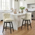 thumbnail image 4 of TEWLOSS Swivel Bar Stools, 30" Bar Height Faux Leather Chairs with Back for Home Bar, Beige, 4 of 10
