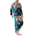 thumbnail image 2 of KLL Underwater Diving Cat Sleepwear Mens Flannel Pajamas,Long Cotton Pj Set, 2 of 7