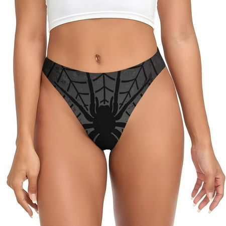 Sigee Black Spider On Web 1 for Women s G-String Panty  Low Rise  Soft Lace Perfect for Everyday Wear or Special Occasions-Medium