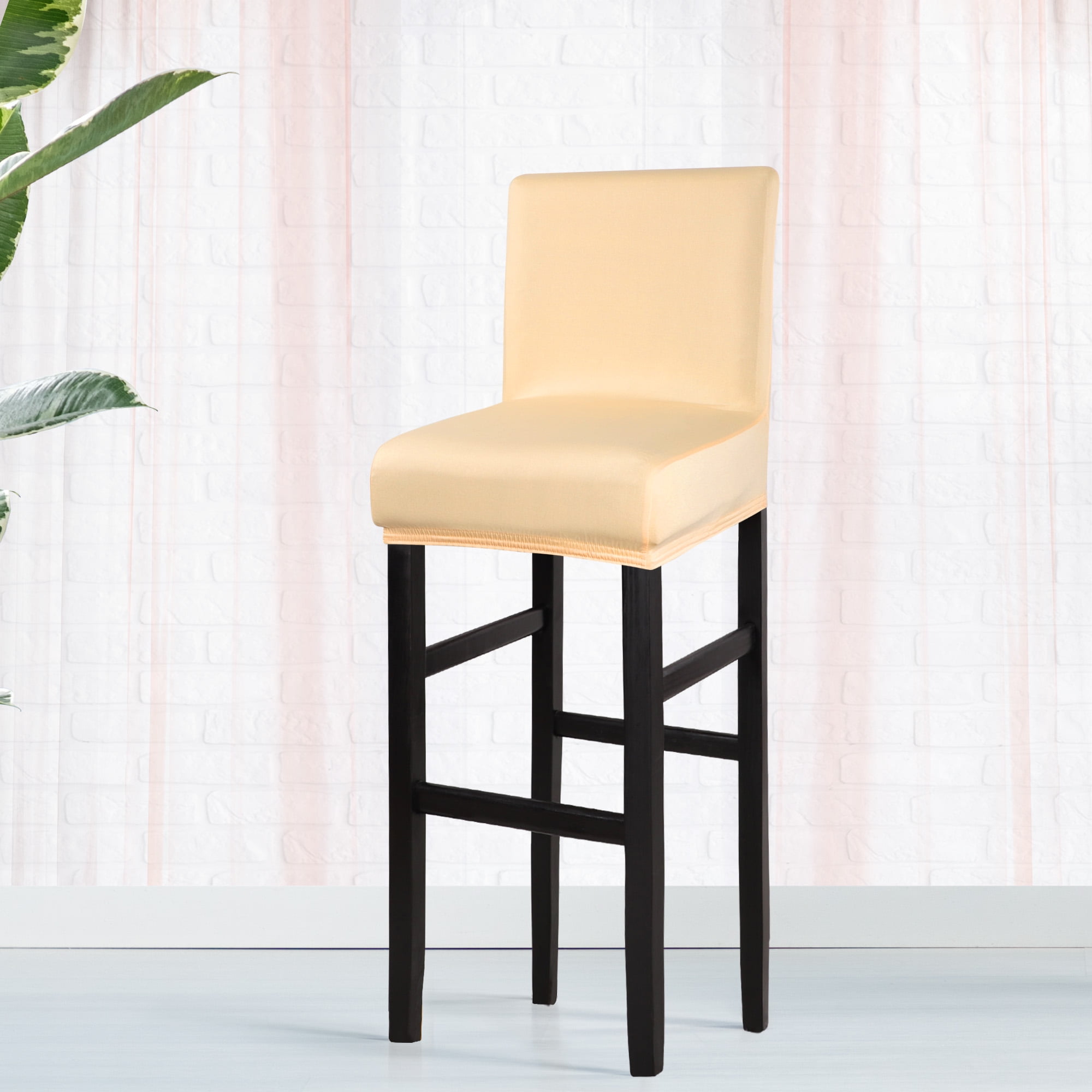 Stretchable Velvet Chair Cover Slipcover f/ Short Back Chair Bar Stool Seat 