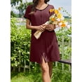 thumbnail image 6 of Avidlove Nightgowns for Women Button Down Bamboo Viscose Nightshirts Short Sleeve Sleepshirt Crew Neck House Dress with Pockets Sleepwear, 6 of 7