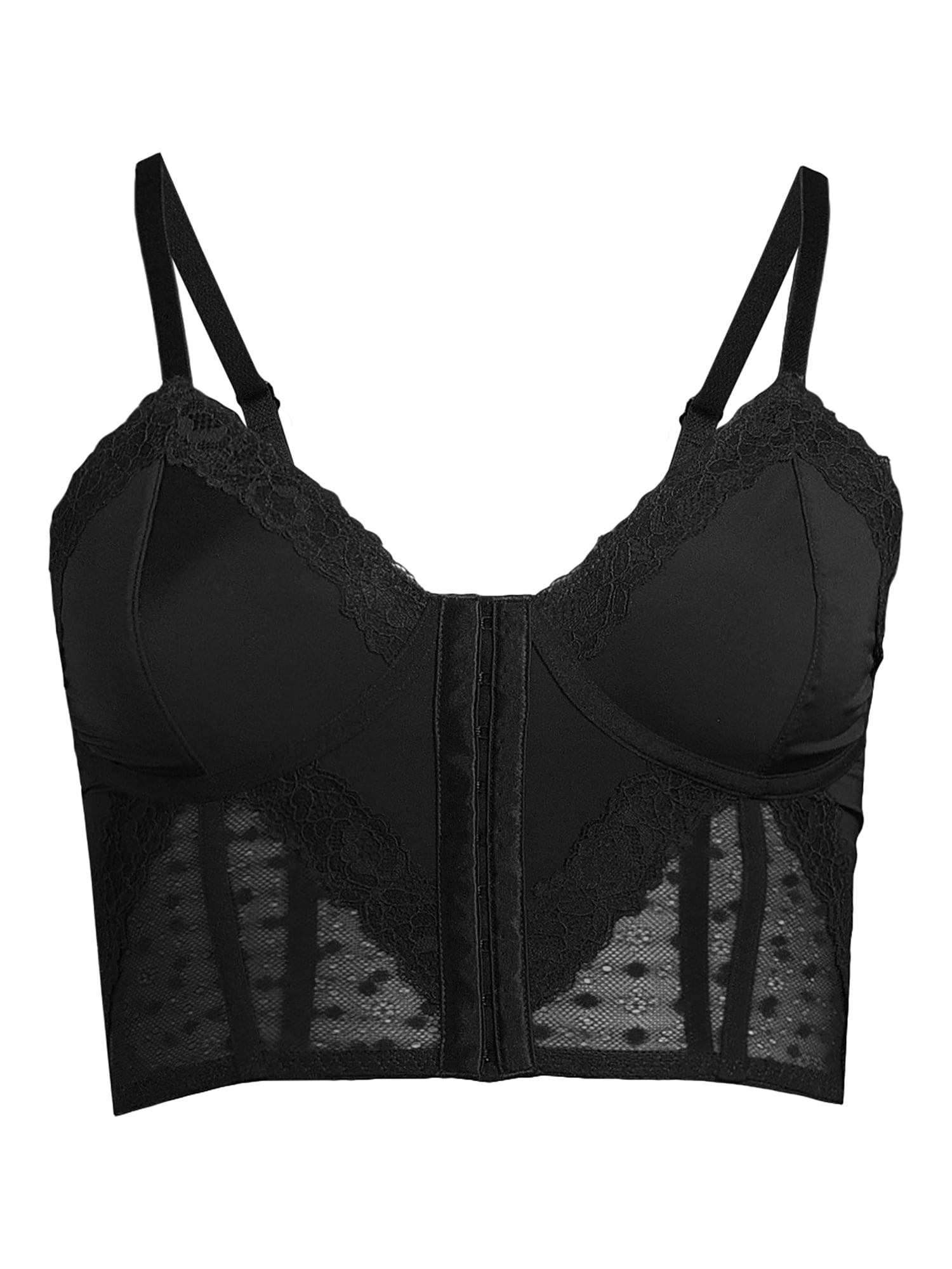 No Boundaries Juniors Lace & Dot Mesh Bustier