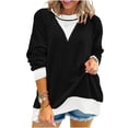 thumbnail image 4 of Warop Women's Colorblock Knit Sweater Round Neck Twist Texture Long Sleeve Pullover Loose Fit Top for Winter, 4 of 6