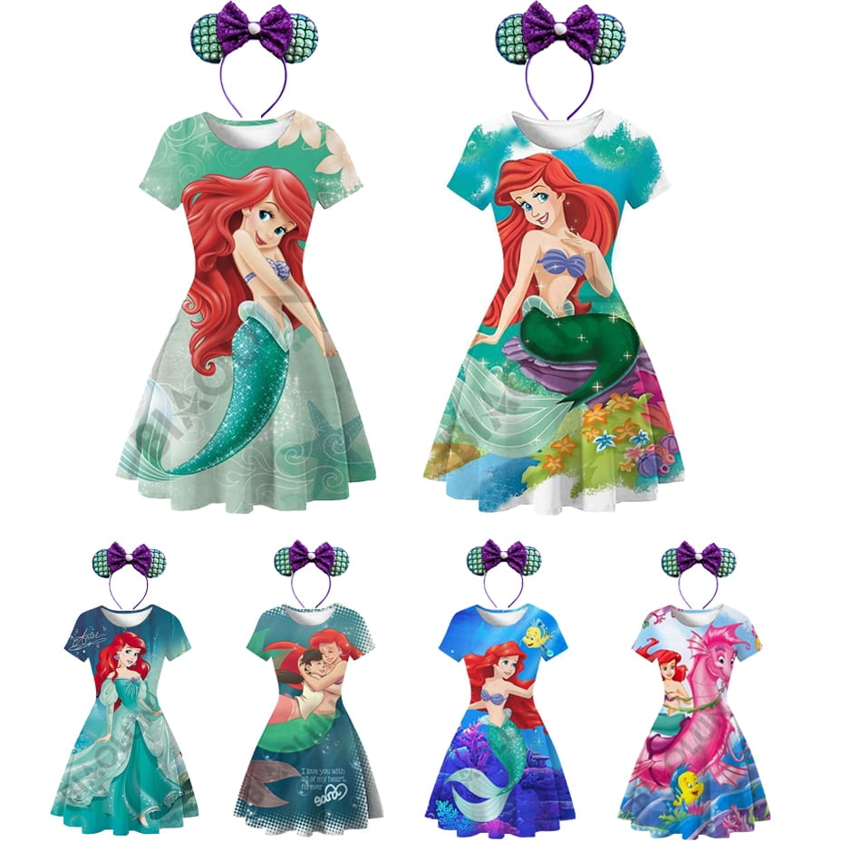 Disney petite sirene princesse Ariel Robe pour filles Vestido fete fantaisie Costumes enfants decontracte a ligne robes d ete Robe 2 10T Walmart
