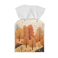 thumbnail image 6 of Psesaysky PU Leather Tissue Box Cover Square with Bottom Belt, Fall Forest Waterproof Tissue Box Holder for Bathroom Bedroom Office Desk, Decorative Organizer, 6 of 7