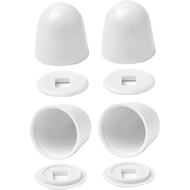 Lot de 4 Bouchons de Boulons de Toilette Universels, Bouchons de Boulons de Cuvette de Toilette en Plastique Rond, avec Rondelles Supplémentaires pour une Installation Facile, Hauteur de 1,44 Pouce, Couleur Blanche