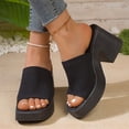 thumbnail image 4 of SACFOF Knit Heeled Sandals for Women, Comfortable Fashion Summer Sexy Open Toe Increase Height Slip On Beach Block Heel Slippers for Outdoor Indoor Party, 4 of 6