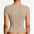 thumbnail image 7 of Womens Basic V Neck Short Sleeve Spring T Shirts Slim Fit Crop Y2k Tee 2026 Summer Gym Workout Cute Top Complexion S, 7 of 7