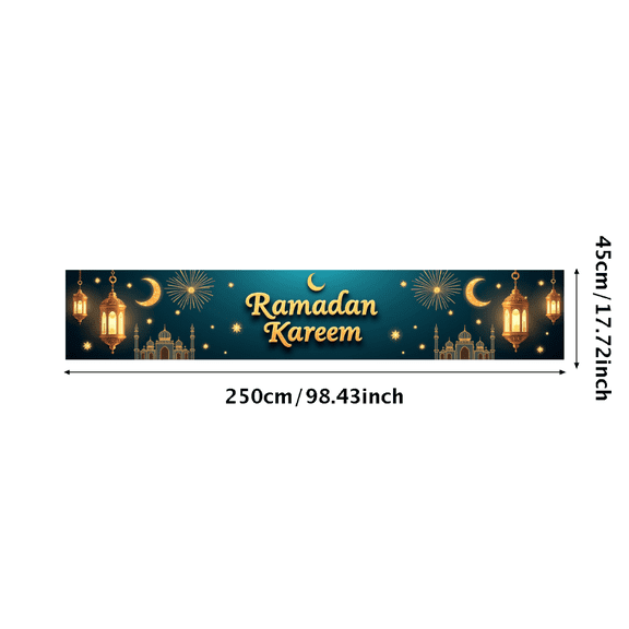 Elegant Ramadan Kareem Decor Star Moon Elements Banner for Celebrations Gathering Background Blessings Backdrop Lantern Prayer Decorations