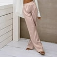 thumbnail image 4 of Pantalones palazzo de cintura alta para mujer - Pantalones holgados de color liso - Talla grande - Pantalones cómodos y holgados de algodón y lino con bolsillos, 4 of 7
