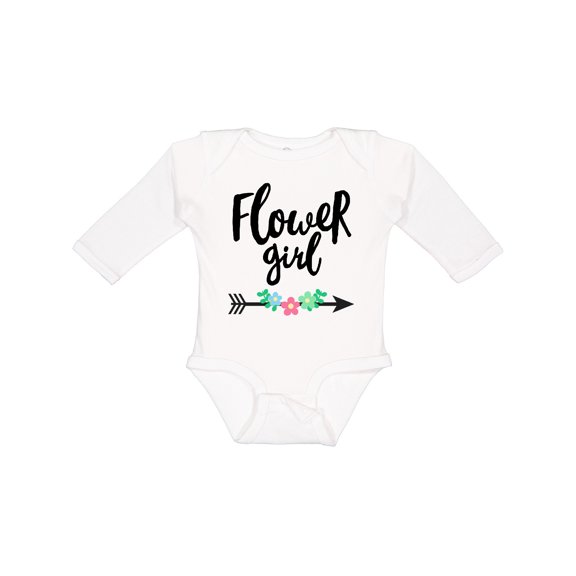 Inktastic Flower Girl with Arrow and Flowers Girls Long Sleeve Baby Bodysuit