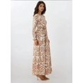 thumbnail image 3 of Printed Crew Neck Maxi Dress with Belt, 3 of 7
