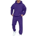 thumbnail image 2 of Men Sweatsuits 2 Piece Set Casual Solid Color Hoodies Sweatshirt And Joggers Sweatpants Set Street Fall Sport Suit Sets Winter Clothes Outfits, 2 of 4