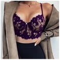 thumbnail image 2 of Penkiiy Women Lingerie Women's Sheer Lace Bralette Sexy Spaghetti Strap Unlined V-Neck Bra Full Coverage Non-Padded Underwire Bralettes Sexy Lingerie Purple Bras, 2 of 4