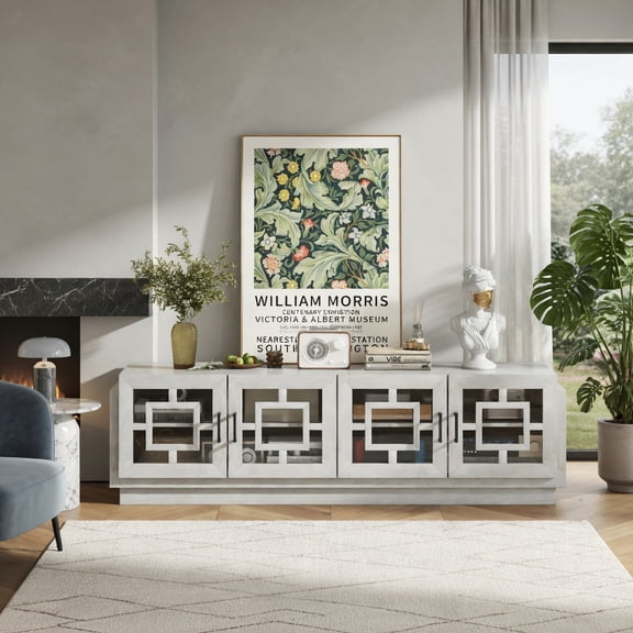 Topcobe 4-Door TV Stand for TVs up to 75" Media Console Table with Adjustable Shelves, Living Room TV Stand with Storage, Corner Entertainment Center