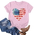 thumbnail image 4 of successthop 4th of July Clothes for Women Heart Flags Summer Shirt Festival T Shirts Crewneck Short Sleeve Tops Pink L, 4 of 4