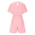 thumbnail image 5 of Women's Belted Vacation Romper - Short Sleeve Keyhole Back Jumpsuit | 2025 Summer Beach Crew Neck Playsuit Casual Cruise Outfit, 5 of 6