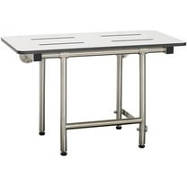 Seachrome 28" x 15" White Folding Wall Mount Bench Shower Seat with Legs, ADA Compliant