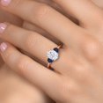 thumbnail image 4 of Gem Stone King 18K Rose Gold Plated Silver White Moissanite and Blue Sapphire Engagement Ring for Women | 2.80 Cttw | Oval 9X7MM | Gemstone Birthstone | Size 5, 4 of 7