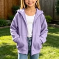thumbnail image 2 of Jalioing Kids Zip Up Hoodie Casual Long Sleeve Hooded Sweatshirt Jacket with Pocket Teen Boys Girls Solid Outerwear, 2 of 9