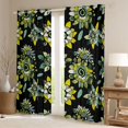 thumbnail image 2 of Homewish Vintage Bohemian Flower Black Out Curtains, Black Green Curtains Pack of 2 (42x63 Each), Hippie Plant Botanical Bedroom Curtains, Blackout Curtains Room Decor, 2 of 6