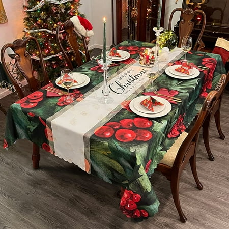 

Xsinufn Christmas Table Cloth Rectangle 60x120 Inch - Water Resistant Holiday Decorative Print New Year s Eve Oblong Cloth Tablecloth - for Party Kitchen Dining Room Outdoor