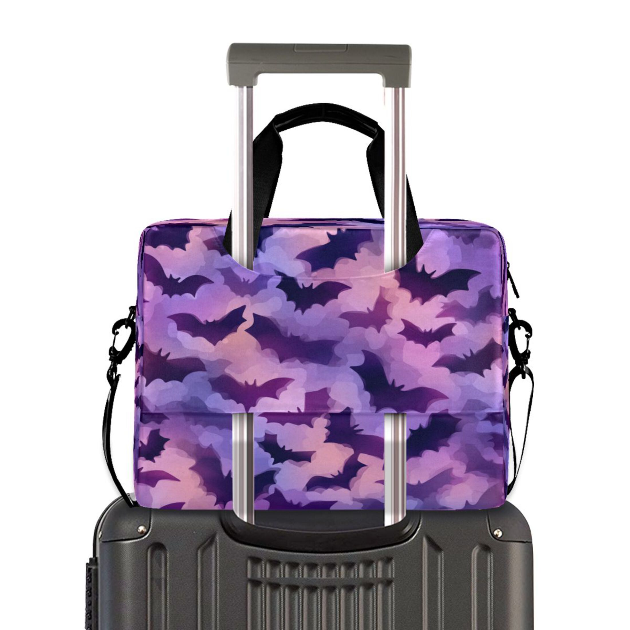 16" Laptop Tote Bag Laptop Sleeve Case Computer Briefcase for Work & Travel Purple Bats Pattern