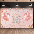 thumbnail image 5 of Gold Sweet 16 Banner Pink Sweet 16 Display  Floral Sweet 16 Backdrop for 16th Birthday Party Teenage Party Sweet Celebration, 5 of 8