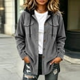 thumbnail image 3 of Iyufng Womens Hooded Corduroy Jackets Button Down Long Sleeve Casual Coat with Chest Pockets and Drawstring Hood, 3 of 9
