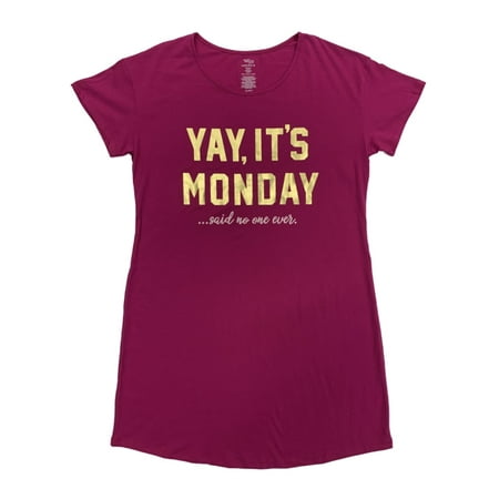 

Womens Dark Pink Yay It s Monday Said No One Ever Nightgown Sleep Shirt