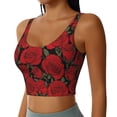 thumbnail image 2 of Goofa Rose Flowers Printed Sports Bras for Women, High Impact Running Bra Workout Crop Tank Tops Longline Sports Bra Push up-XX-Large, 2 of 9