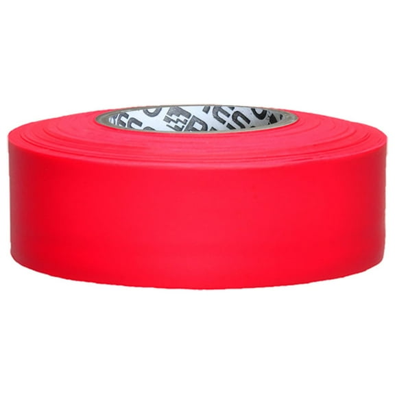 Presco PresGlo Taffeta Roll Flagging Tape [4.5 mils thick]: 1 in. x 50 yds. (Neon Red) [NON-ADHESIVE]