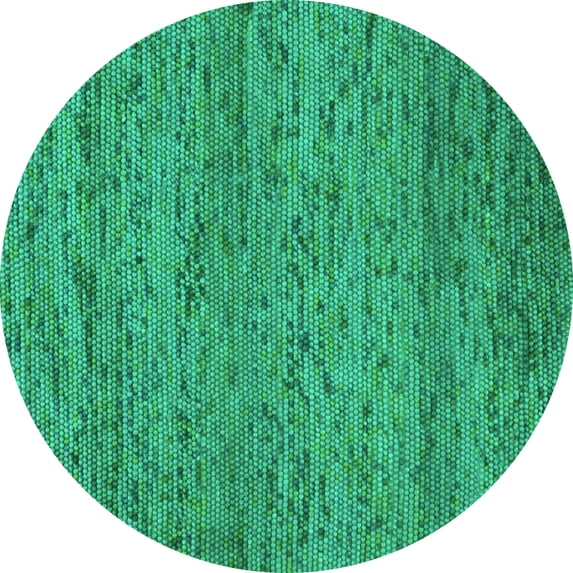 Ahgly Company Machine Washable Indoor Round Abstract Turquoise Blue Contemporary Area Rugs, 8' Round