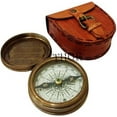 thumbnail image 3 of Authentic Vintage Style Brass Pocket Compass with Leather Case Rustic Vintage Home Decor Gifts, 3 of 4