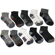 Locker Room Men's 10-Pack Cushion Athletic Quarter Socks Size (10 Pairs) - One Size Fits All, Black/Grey/White