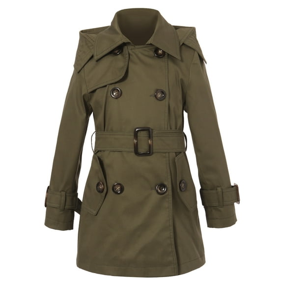 Richie House Big Girls Olive Classic Hooded Trench Coat 8