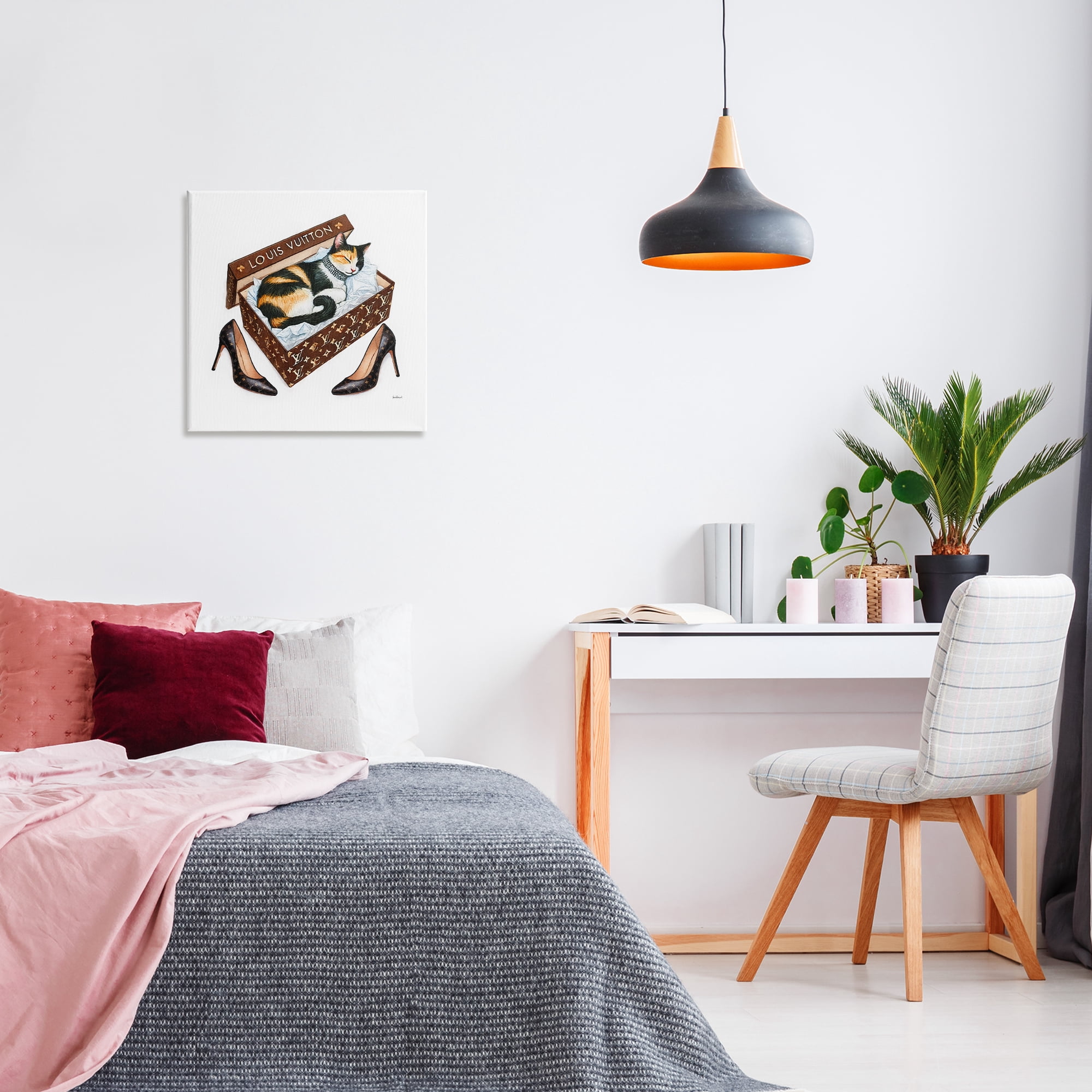 Stupell Industries Kitty Sleeping in Shoebox Animals Painting Wrapped Canvas Art Print Wall Art, 24 x 24