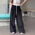 thumbnail image 7 of RongHuan Womens Wide Leg Track Pants High Elastic Waist Baggy Casual Drawstring Sweatpants with Pockets Streetwear, 7 of 7
