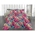 thumbnail image 2 of Ambesonne Floral Quilted Coverlet 3 Pcs, Nostalgic Petals Aquarelle, Queen Size, Pink and Sea Blue, 2 of 4