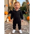 thumbnail image 3 of RUINIXCW Newborn Baby Bat Costume Kids Halloween Cosplay Costume Infant Baby Boy Fall Winter Clothes Jumpsuit Long Sleeve Zip Up Hooded Romper Wings, 3 of 10