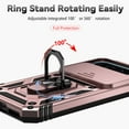 thumbnail image 4 of for Google Pixel 9 Case, Soft TPU & Hard PC Anti-scratch Sliding Cover Full Protection Ring Stand Rotating Kickstand Holder Magnetic Shockproof Phone Case Cover for Google Pixel 9, Rosegold, 4 of 9