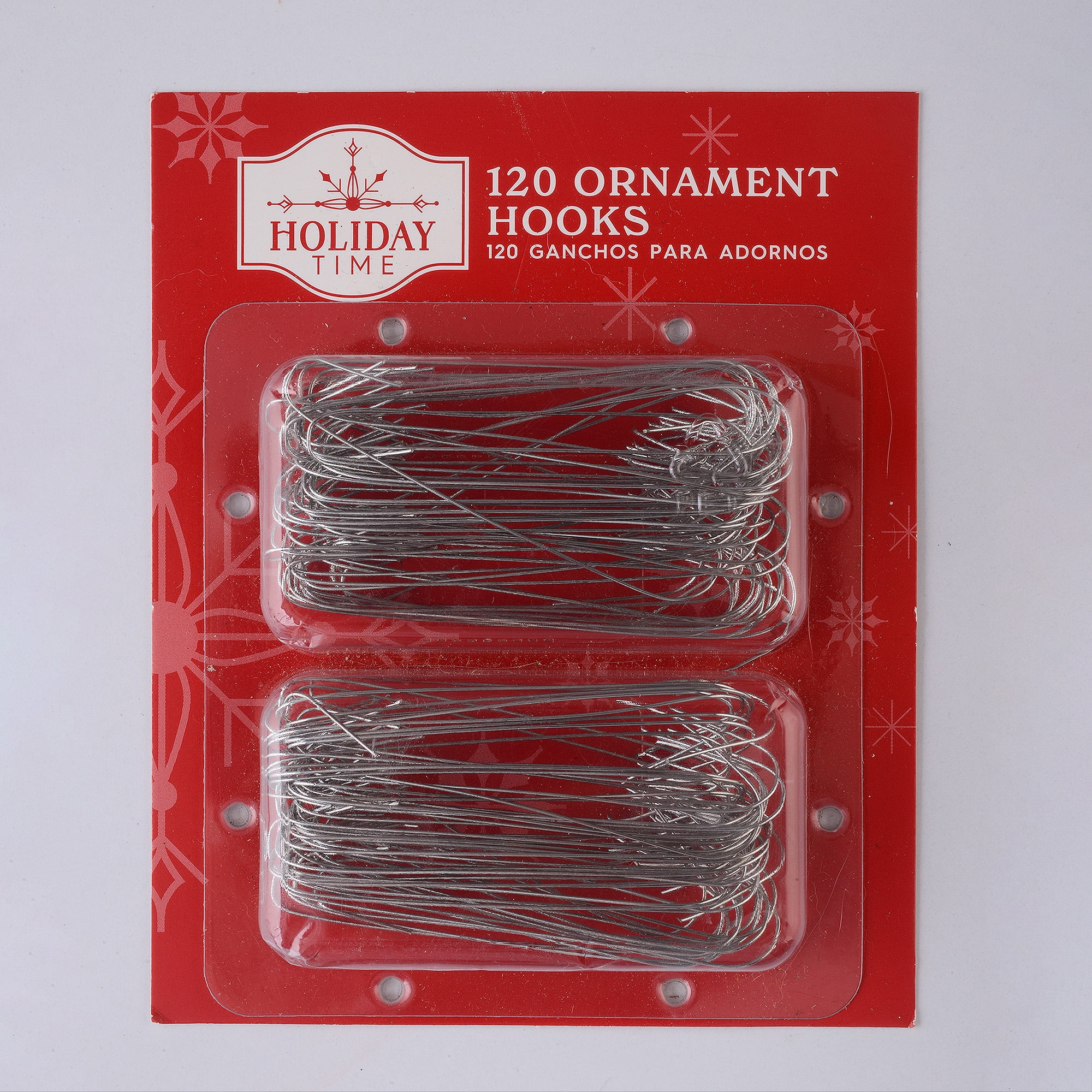 120-Count Silver Jumbo Christmas Ornament Hooks, Holiday Time 